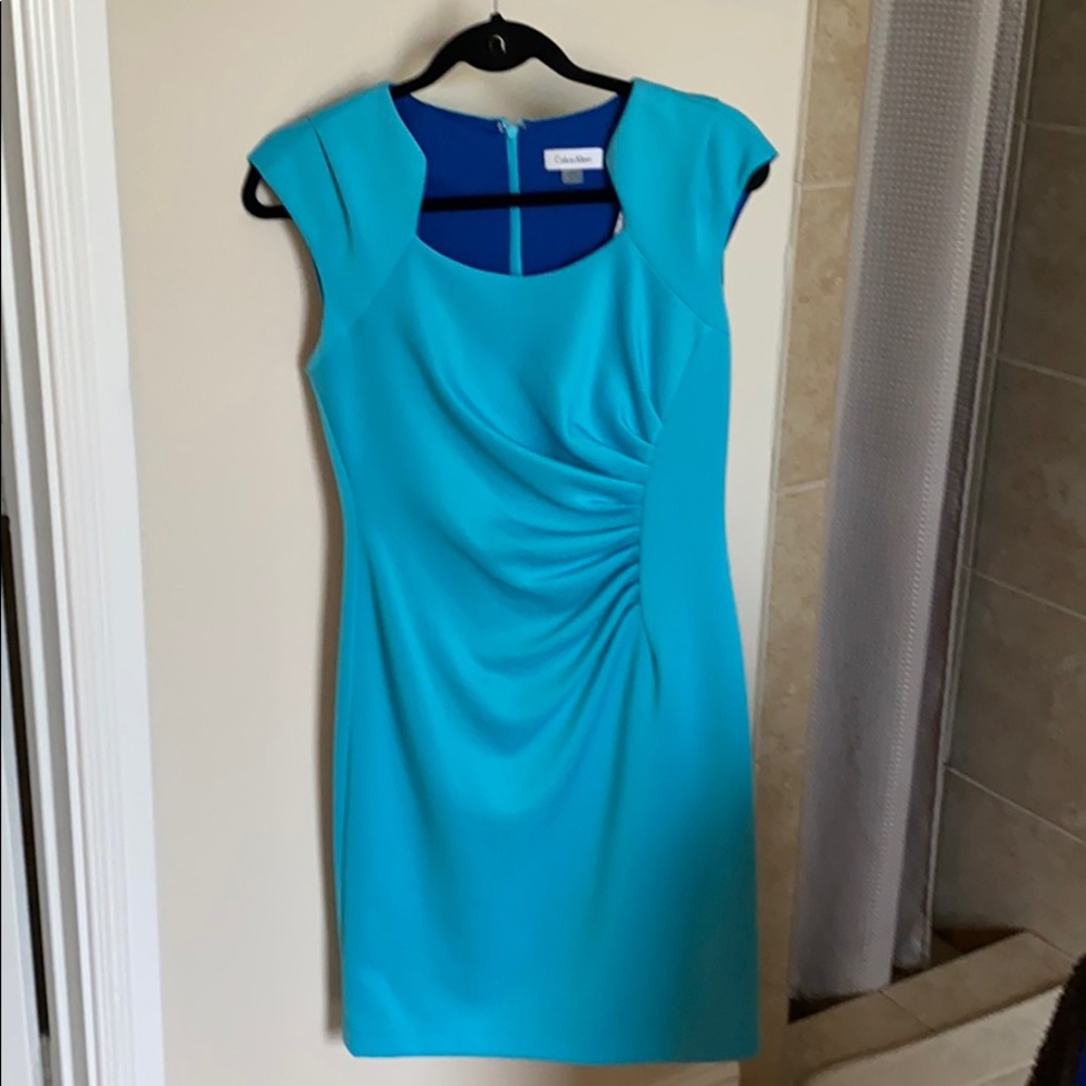 calvin klein aqua blue shift dress